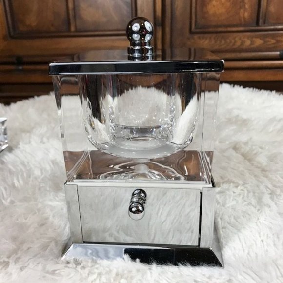 Springs Palace Finesse Swing Door Storage Unit + Soap Dish Lucite Metal Set - Picture 2 of 14